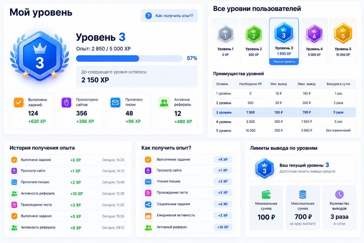 Уровней и опыта для букса
